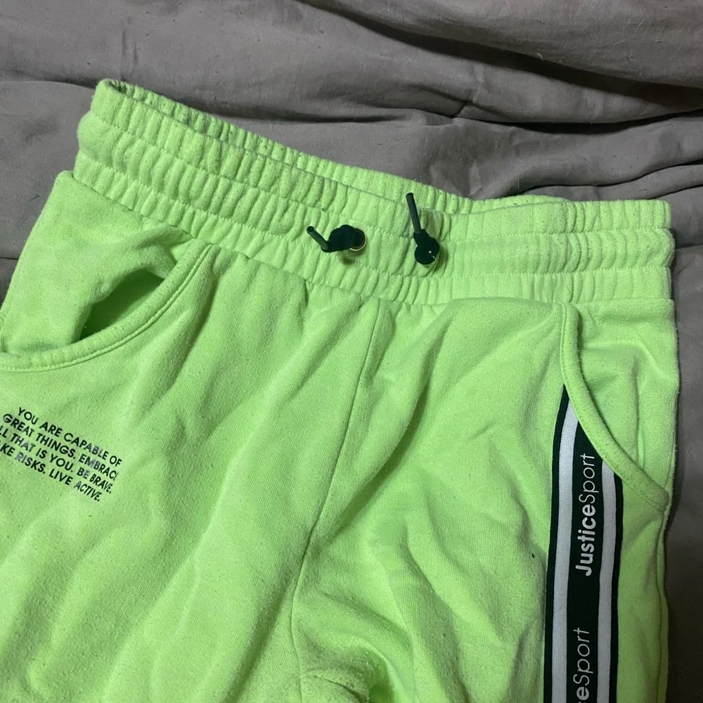 Justice‎ Lime Green Joggers with Black Stripe